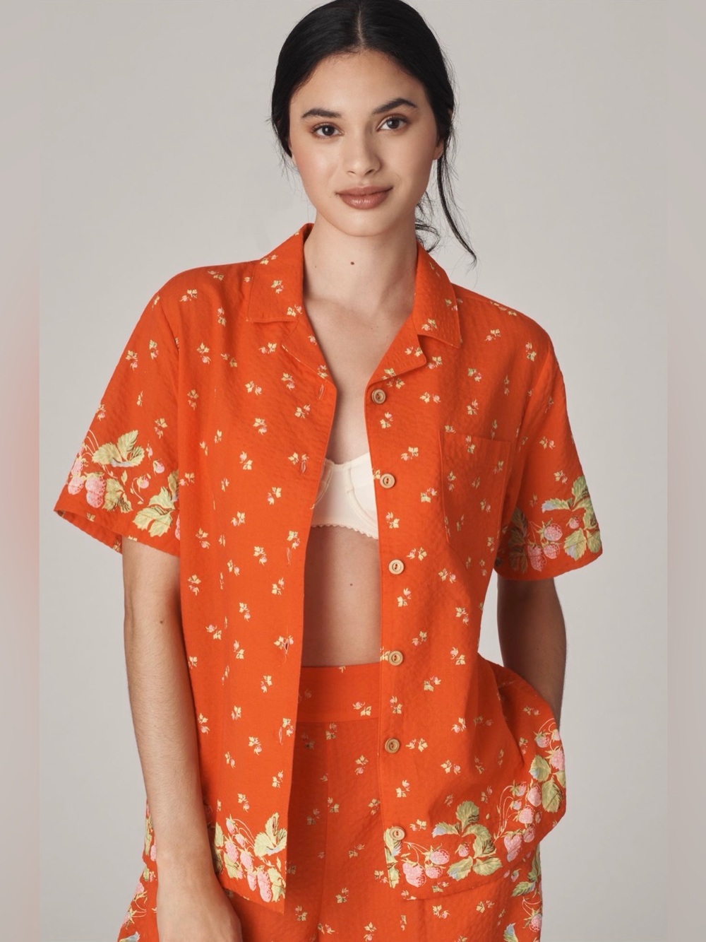 ANTHROPOLOGIE Rachel Antonoff James Short Sleeve Button-up Shirt whimsical Twee